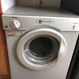 White knight tumble dryer. Doesn’t always heat up so think could be the heat element or thermostat that has gone.only just had a new fan belt put on but makes a rattle noise. Perfect for sparesa don repairs or for someone who can get it fixed