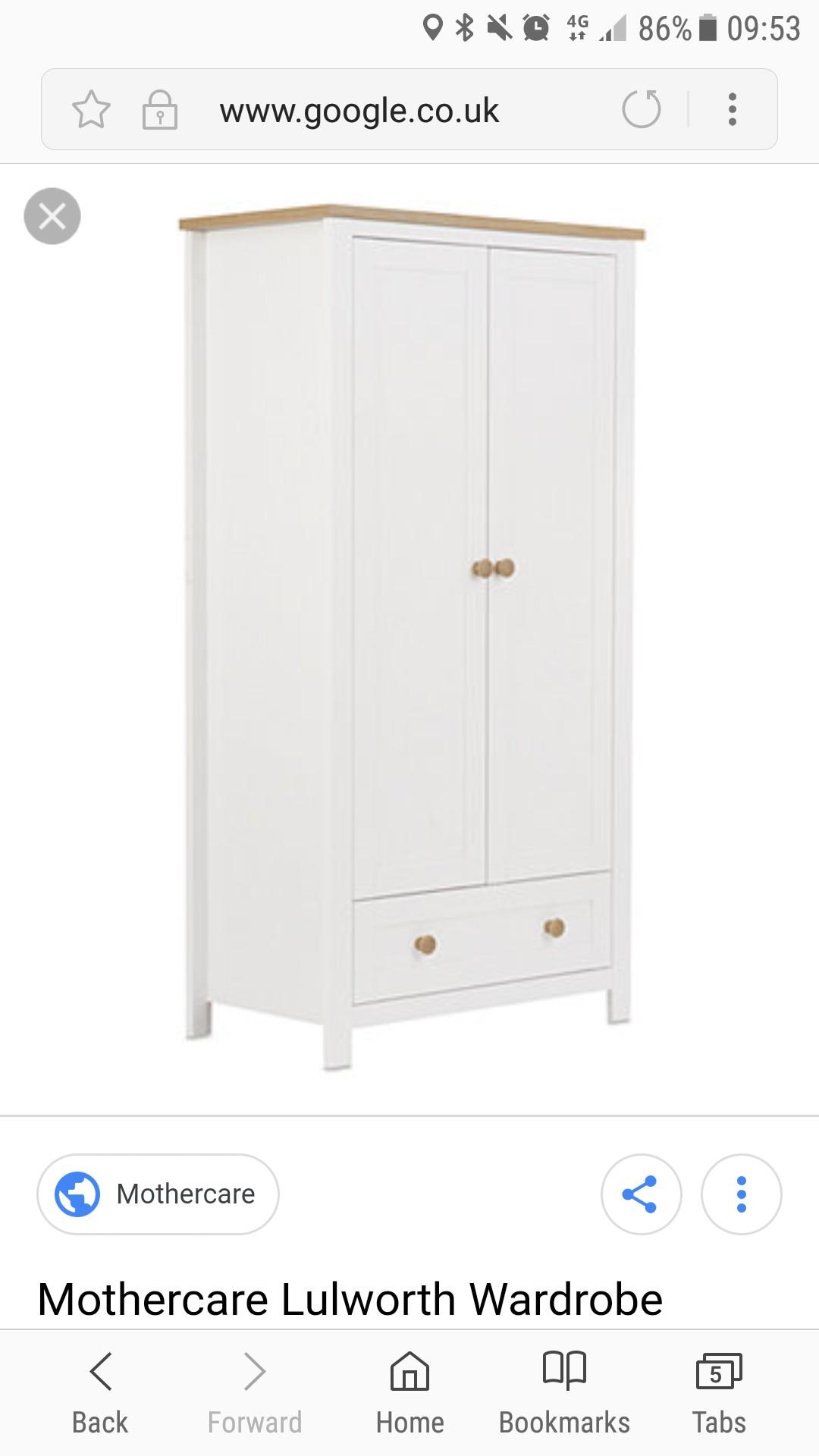 Mothercare lulworth 2024 wardrobe white