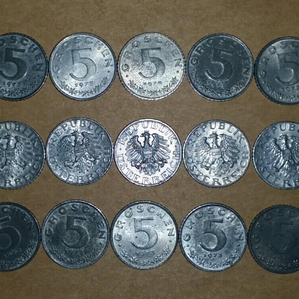 100 Stück 5 Groschen Münzen.