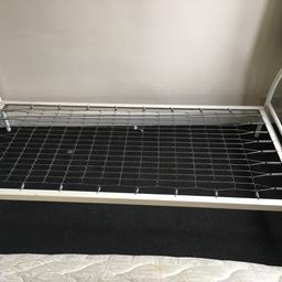 Single white metal bed frame
In good condition
From pet and smoke free home
Collection from Stoke on Trent

Reduced to £10 - need it gone by the weekend