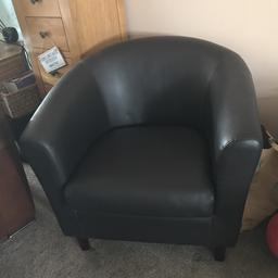 Faux leather brown tub chair, great condition