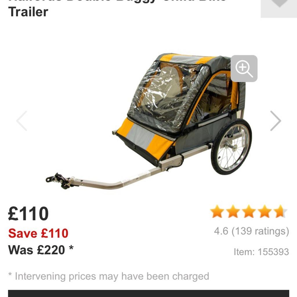 Halfords double bike trailer hot sale