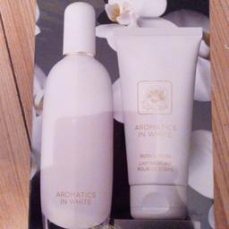 Clinique aromatics in white gift set....100ml perfume and 75ml lotion......both unused as received wrong one.....cost £65....
No silly offers thank you