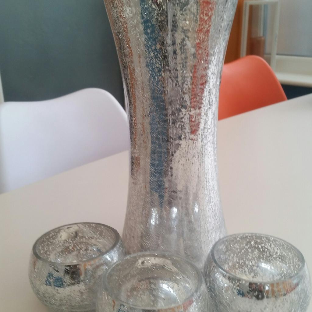 Next Silver Crackle Vase And Tea Light Holders In Ws11 Cannock Chase Für