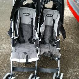 Lovely maclaren double buggy folds tidy an comes with rain covers