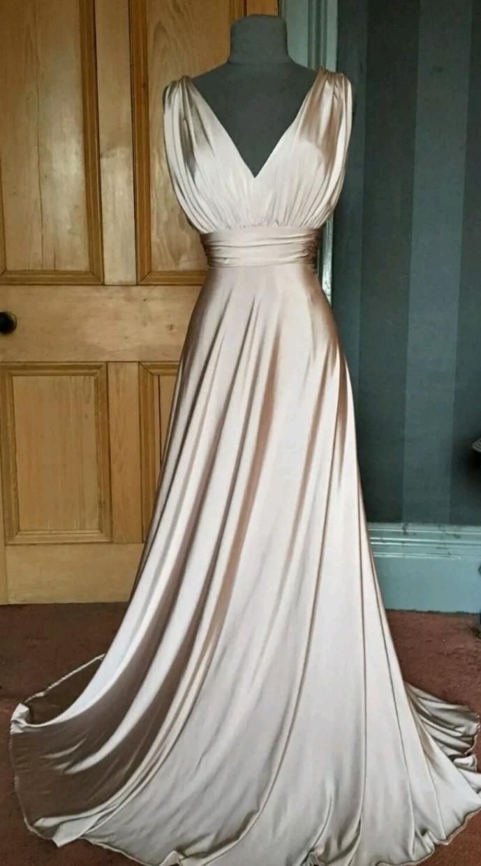 Champagne Biba satin wedding dress (size 12 in South Bucks for £85.00