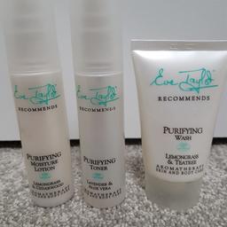Brand new Eve Taylor travel size
50ml Purifying moisture lotion
50ml purifying wash
50ml Purifying toner

£8 for the lot rrp £15