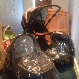Lovely to push travel system with car seat and 2 rain covers. Be perfect for a spare at Nanna's or whatever. Slight rip in basket. Very good condition. Quick sale £50 or best offer takes it! Buyer to collect.