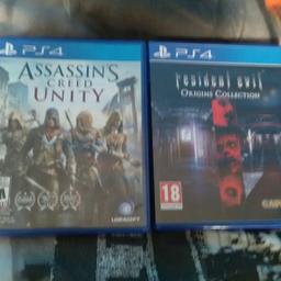 I am selling two PS4 games, Assassin's Creed unity and resident evil the origin collection, they are in good condition .