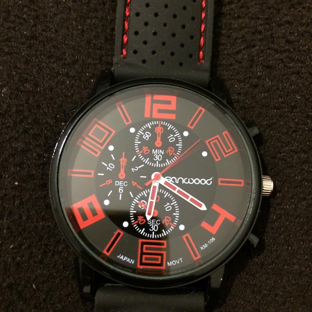 Sanwood watch black and on sale red