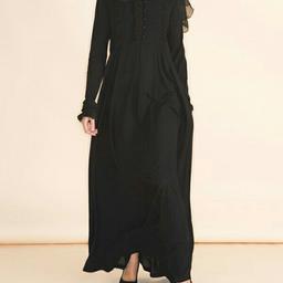 Black abaya with frills. Aab style abaya. Size 10 to 12. Price is £7 postage not included.