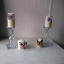 2 x candlesticks 
2 large candles 
2 small candles 
5 pound for everything