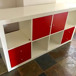 Ikea storage unit with 4 drawers and 2 cupboards. It is in good condition but one of the shelves is damaged (see photo) and the right hand side has signs of wear and tear.

Dimensions are 1.5m wide x .4m deep x .8m high

Available immediately.  Collection only from Old Dalby