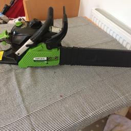 Chain saw used once no longer needed in amazing condition easy start pull cord can be seen working any other questions messages me