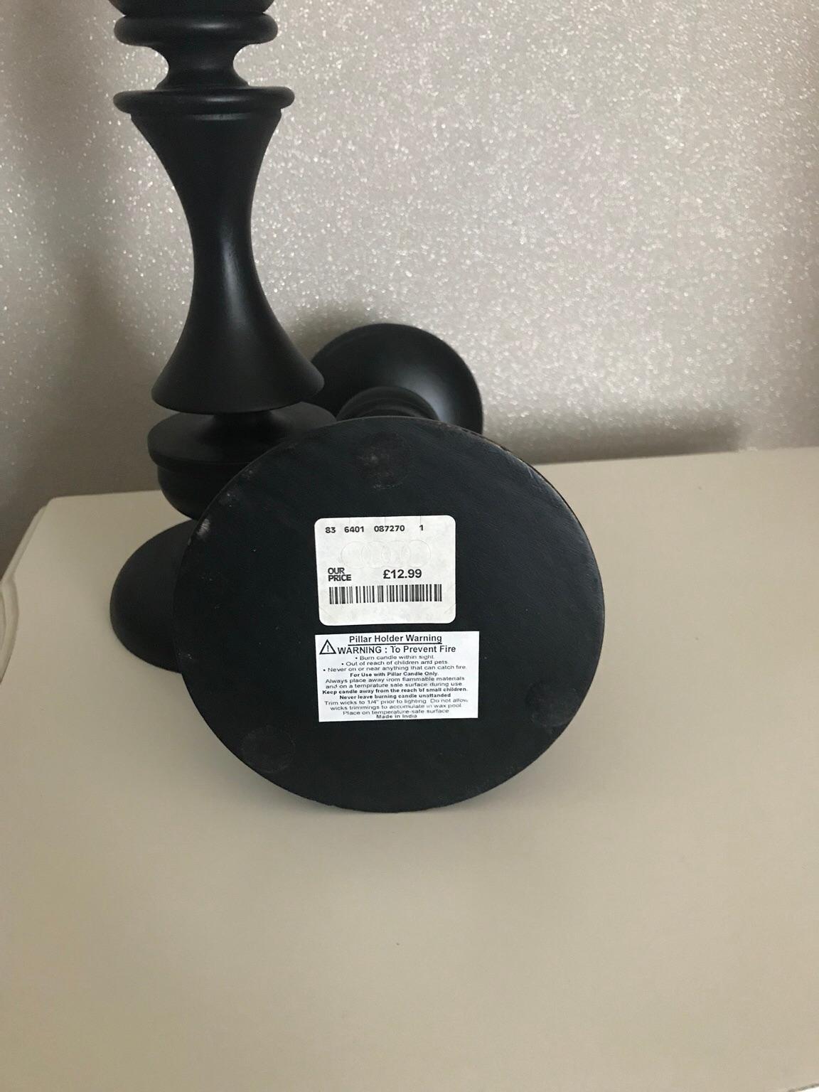 Tk maxx Black pillar candle holders in DL15 Crook for £5.00 for sale