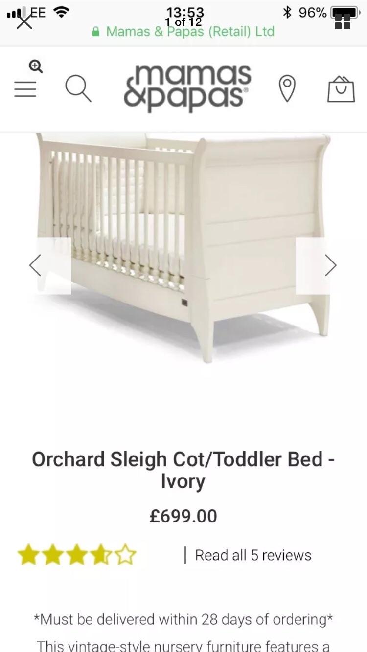 Mamas and papas shop orchard sleigh cot bed