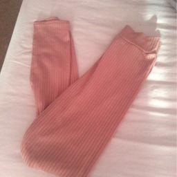 Baby pink high waisted ribbed leggings, size 12