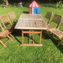 This 6 seater extendable teak table and chairs.
In great condition cost over £600 last year