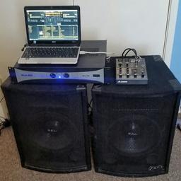 Full Laptop DJ setup

2 x RCL 12 inch speakers
1 x Pulse SPA300 300w amplifier
1 x Alesis multimix 4 mixer
1 x Acer Aspire 1810T laptop

Sounds great and all works fine (laptop could do with a new battery)

All cables included

Ideal for bank holiday weekend parties!!!

Willing to split if you dont need the laptop