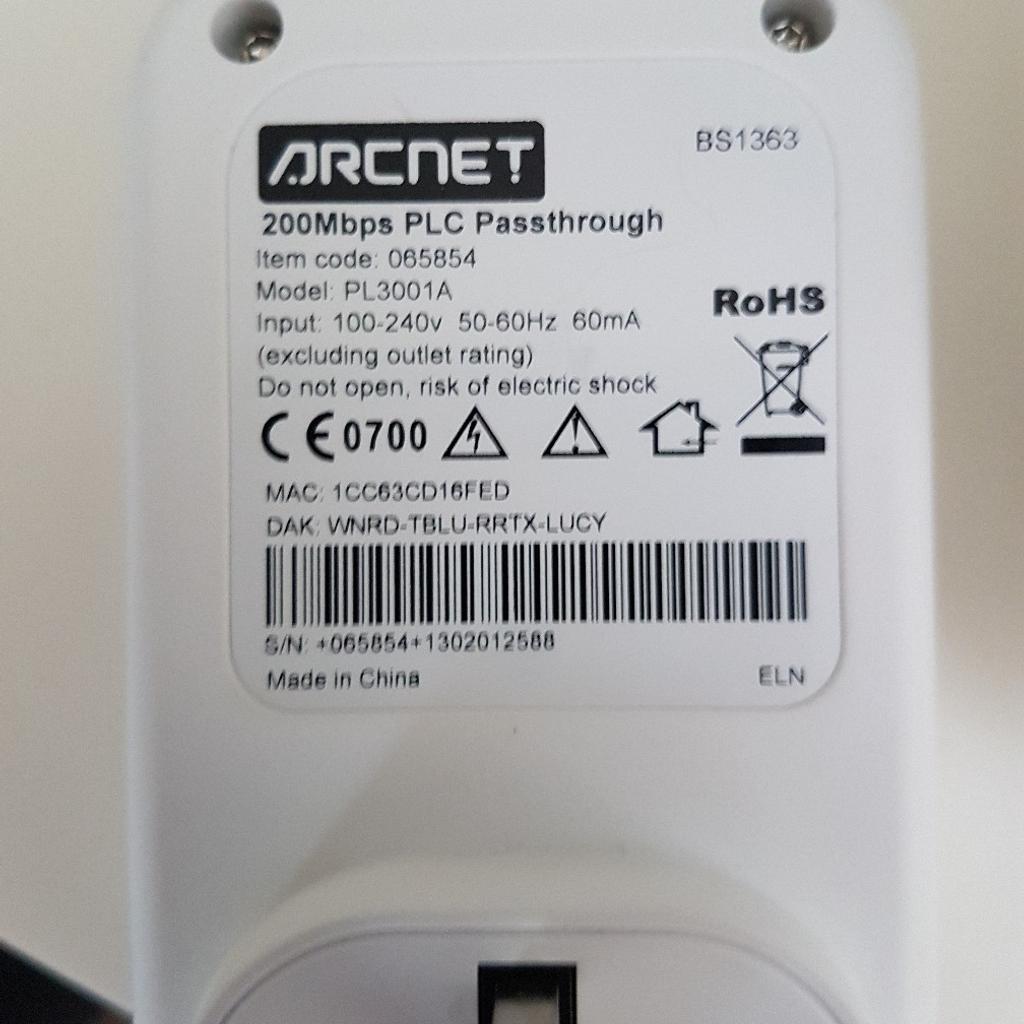 Arcnet powerline networking adapter PL3001A in RM15 Aveley für 28,00 ...