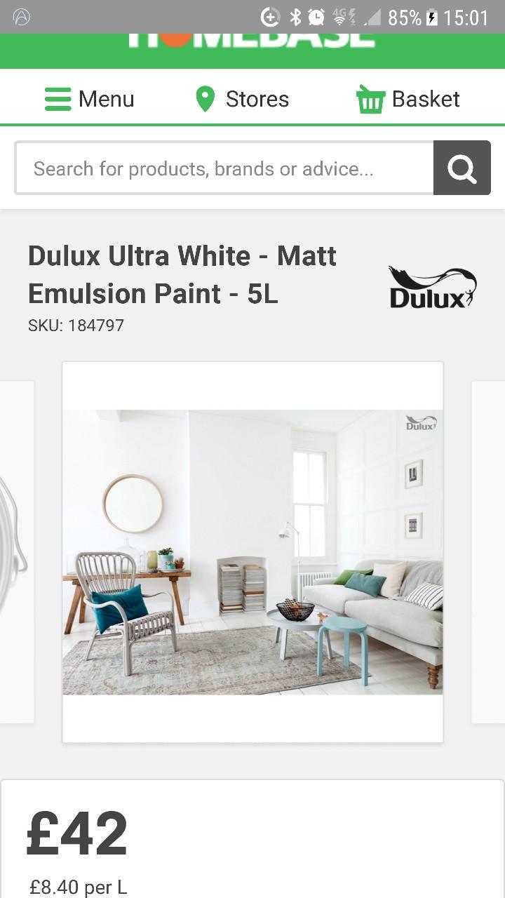 Dulux Ultra White Matt Emulsion Paint 5L in Winwick for £20.00 for
