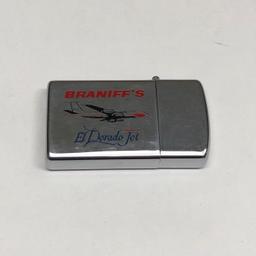 1962 BRANIFF's EL Dorado Super Jet Aviation Zippo. This is a stunning rare find, if your into Airplanes and Zippo’s this is the lighter for you. It is very clean for age, the lid snaps like it should. And sparks well.