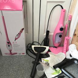 H20 x5 steam cleaner. All accessories included. In a used condition but still plenty of life left in it.