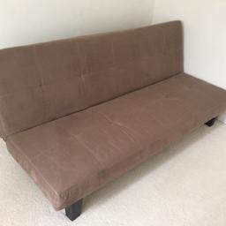 175cm long
3 seater, extendable to a bed, has a small rip at the back but it’s not visible and it’s not part of the sofa itself