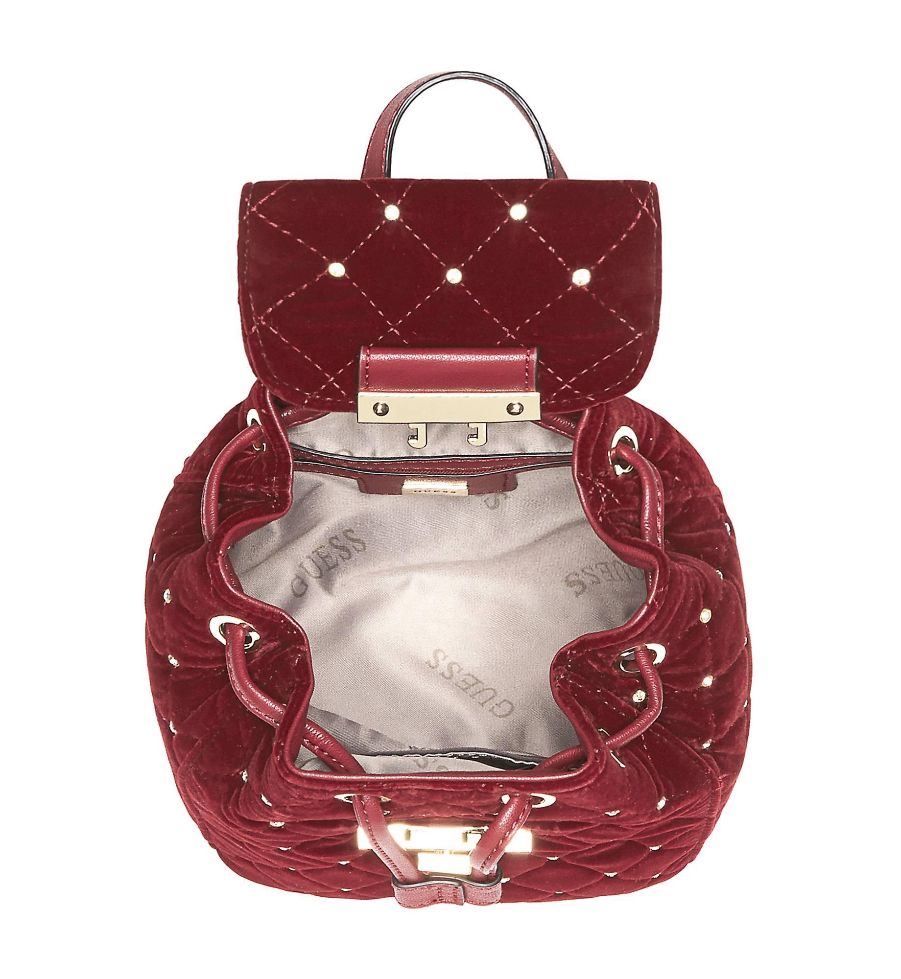 GUESS CORNELIA VELVET MINI BACKPACK BNWT RED in London Borough of Havering for 40.00 for sale Shpock