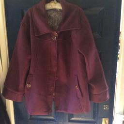 New burgundy coat with paisley lining and gold buttons vert smart and warm size extra large