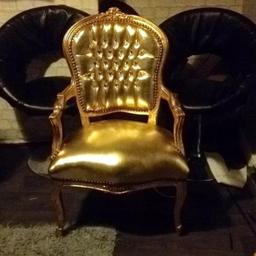 Gold French Louise throne chair only tiny marks from sitting in storage but un unused