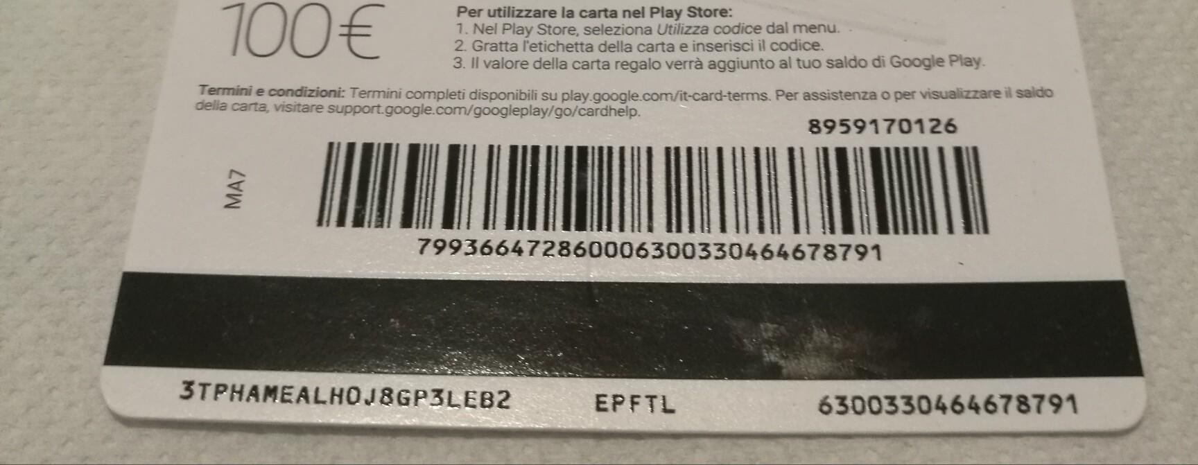 Google Play Card da 100 euro in 70010 Valenzano for €60.00 for sale ...