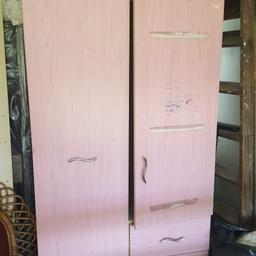 Pink wardrobe and 2x chester drawers. Door just need a good clean. Selling due to upgrade.  Need gone asap. £20 ONO