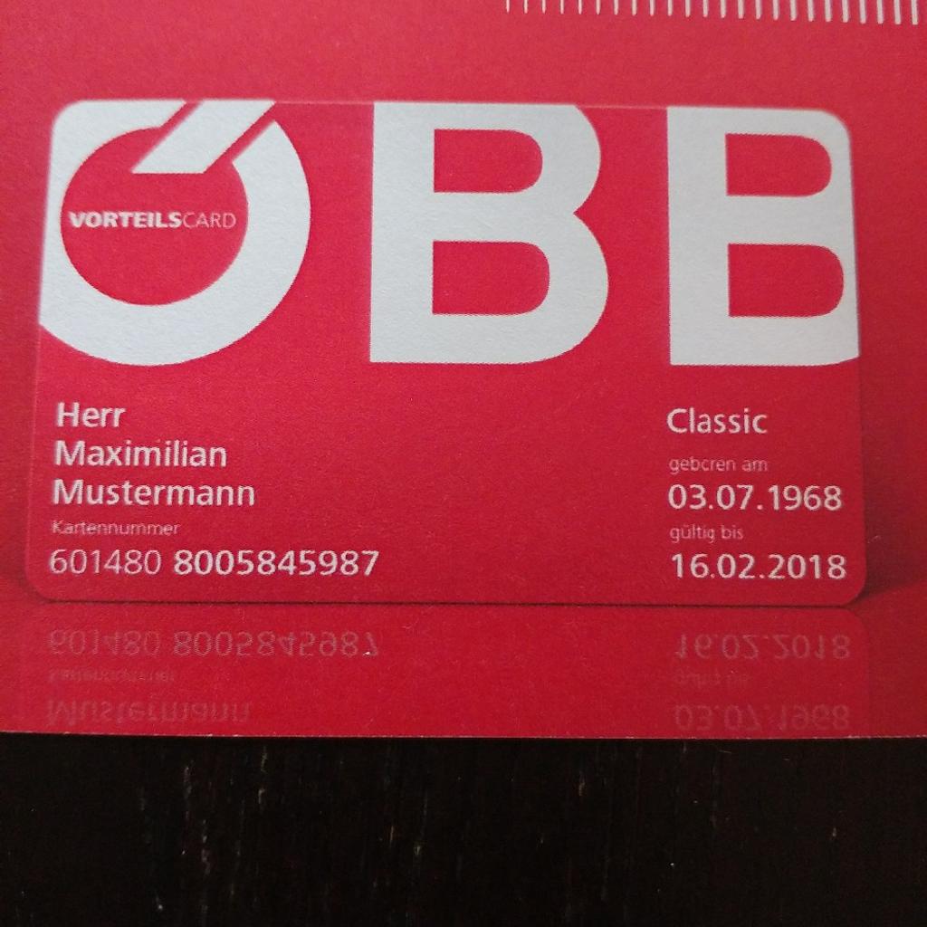 Gutschein ÖBB Vorteilscard in 6020 Innsbruck für € 80,00 zum Verkauf