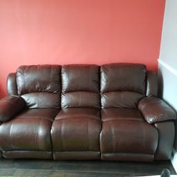 Harvey’s recliner 3 seater sofa , recliner chair and foot stool. But wear and tear but overall excellent condition . Real leather , beautiful color , can match with any decor. 2 years old . Bought for 2500 for all items