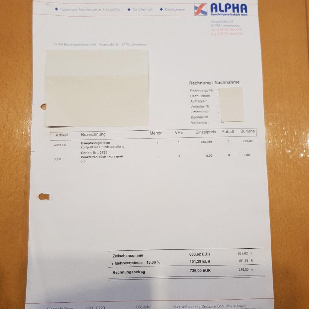 Dampfreiniger Alpha AR 2000 in 71394 Kernen im Remstal für 100,00 € zum Verkauf Shpock DE