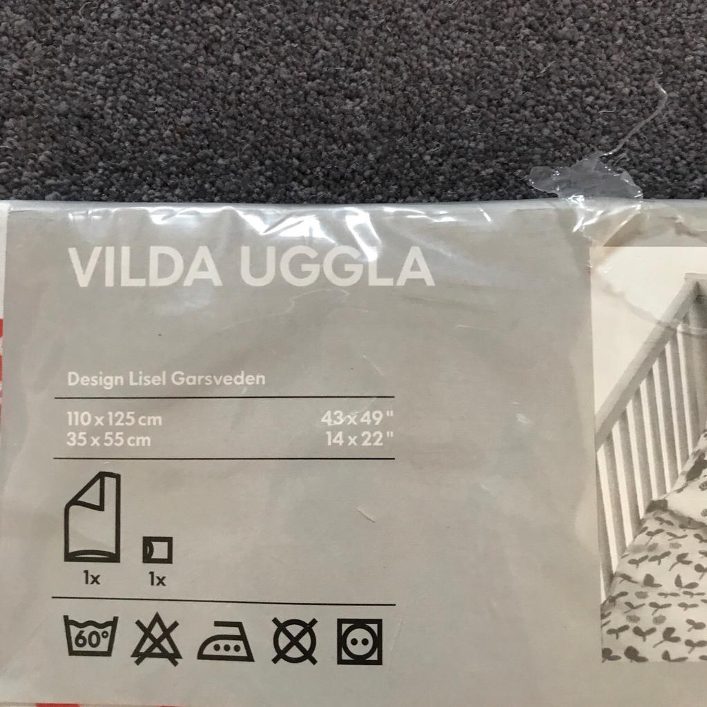 Brand new never opened Ikea Cot Bedding.

Measurements on the second photo.

From smoke and pet free home.

If it’s still listed, it’s still for sale.

Please note: Collection only from Haworth, Keighley. Will not post, cannot deliver. No time wasters. Cash on Collection.