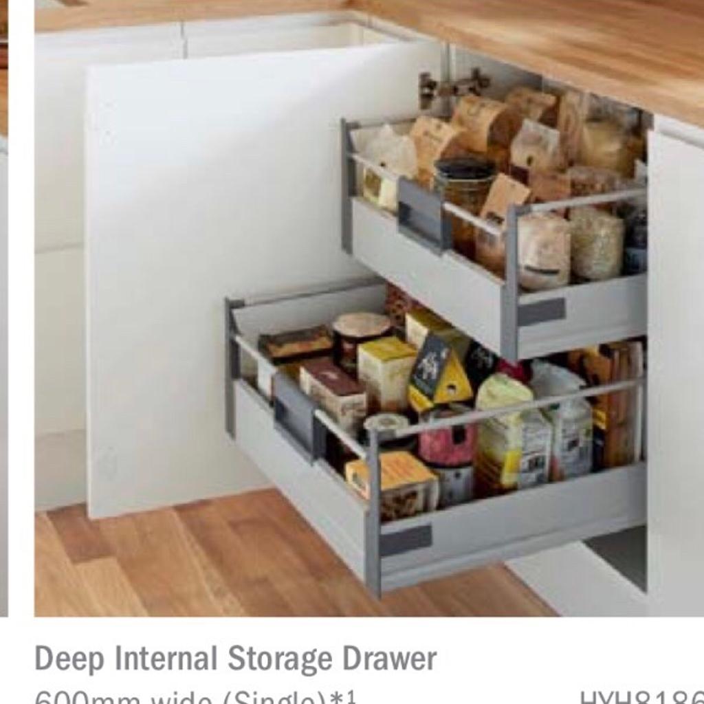 Howdens 600mm Deep internal storage drawers in Reigate and Banstead for