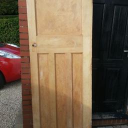 Matching 1930's solid pine internal doors of various sizes. Selling as complete set of 5. Sizes are: 192.5 cm x  74.5 cm - 201 cm x 81 cm - 195 cm x 74 cm - 195 cm x 75.5 cm - 194.5 cm x 75.5 cm. Two are stripped - the remaining three are painted / varnised.