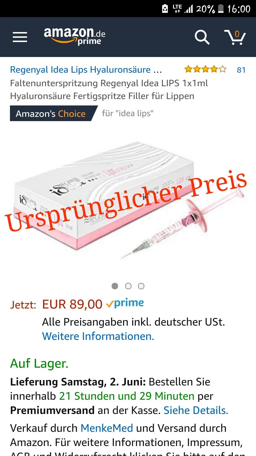 Regenyal Idea LIPS 1x1ml Hyaluronsäure Ferti in 68307 Mannheim for €55.