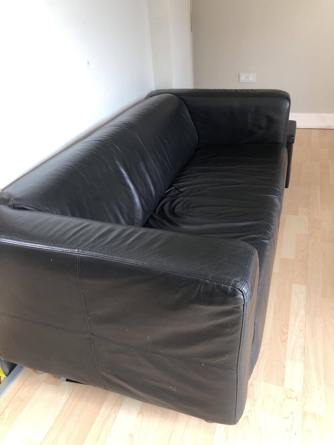 Ikea Klippan black faux leather sofa in E16 London for £45.00 for sale
