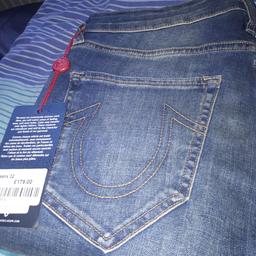 True religion jeans- brand new 
Dark blue 
32 waist 
Slim fit 
These jeans are authentic true religion jeans from a true religion store. They were bought for £179. 
I am selling them because they are too small
Postage or collection.