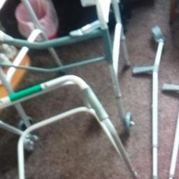 zimmer frame and folding zimmer frame. and crutches.