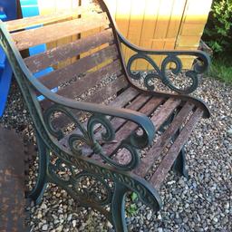 Garden furniture

2 x cast iron chairs
1 x cast iron bench
2 x cast iron table ends

Collection
