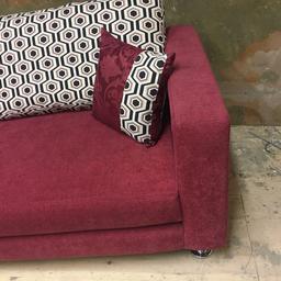 I have 2 very good condition sofas red and black and have many Cushions to make the sofa look deferent and to adjust comfort they are thick upholstery and have Crome legs and rubber right at the very bottom not to scratch floor

160 for both
80 for one
I also have a delivery service at extra charge
07376374112