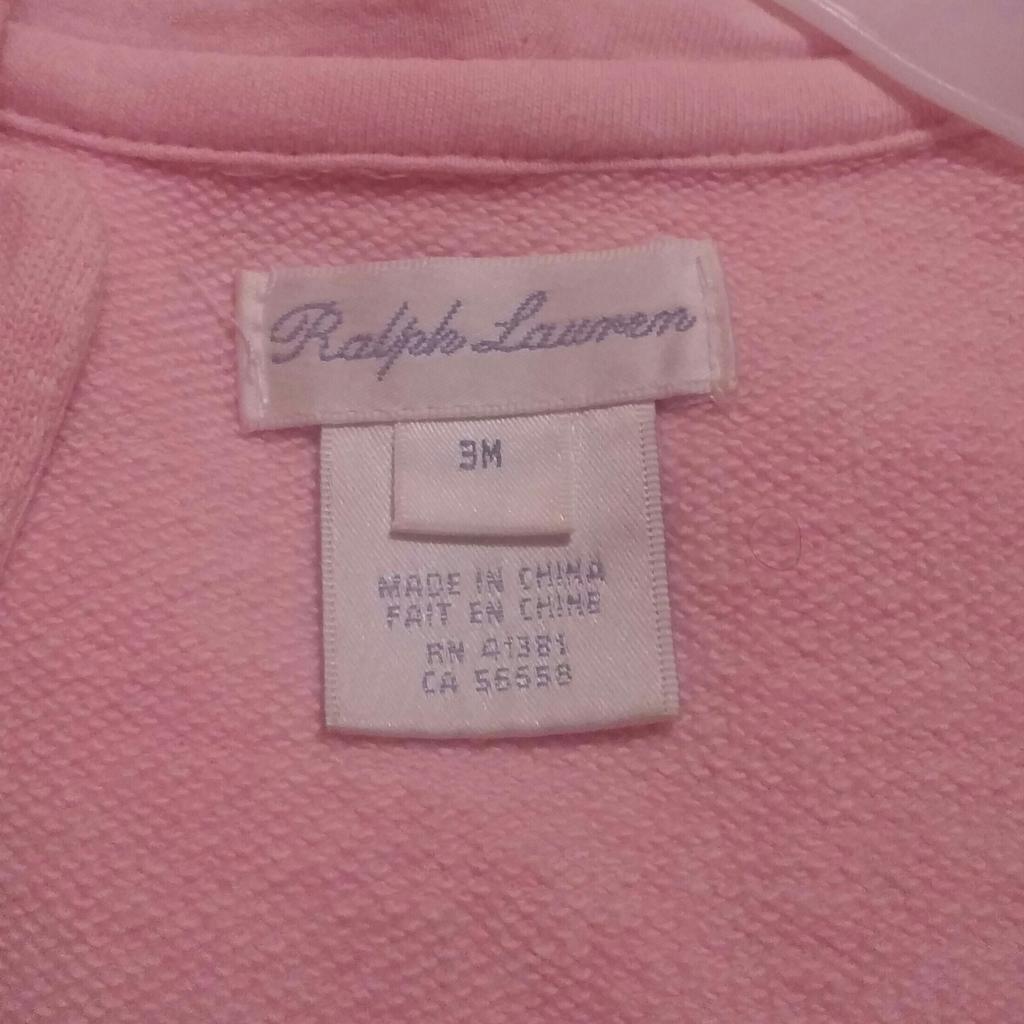 Good condition girls pink Ralph Lauren hoodie. Size 3 months.