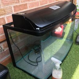 Aquastyle 850 curved glass aquarium, with box of fish tank equipment including stones, decorative items, filter, lights and food. Excellent condition, Only selling as no longer want fish. £80 ONO. Collection from Bromsgrove only. Message for details or comment. Thanks🐟