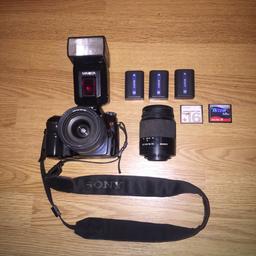 Good working condition.
2x Sony lens
18-70
24-105
3x batteries
1 Minolta flash - 3600 HSD
2x compactflash cards. unfortunately cannot sell with charger as I am using it for my other DSLR
Open to offers but please nothing silly.