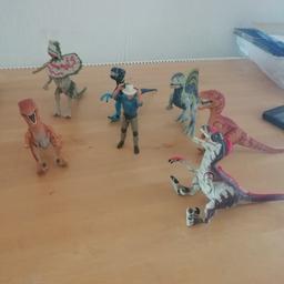 Bundle of Jurassic park dinosaurs please see pics as they are well used/played with,so please bear in mind that there maybe a few marks scraps
3 have a missing arm and one has had his tail fixed back on :)
Willing to post for xtra plus pp fees :)
