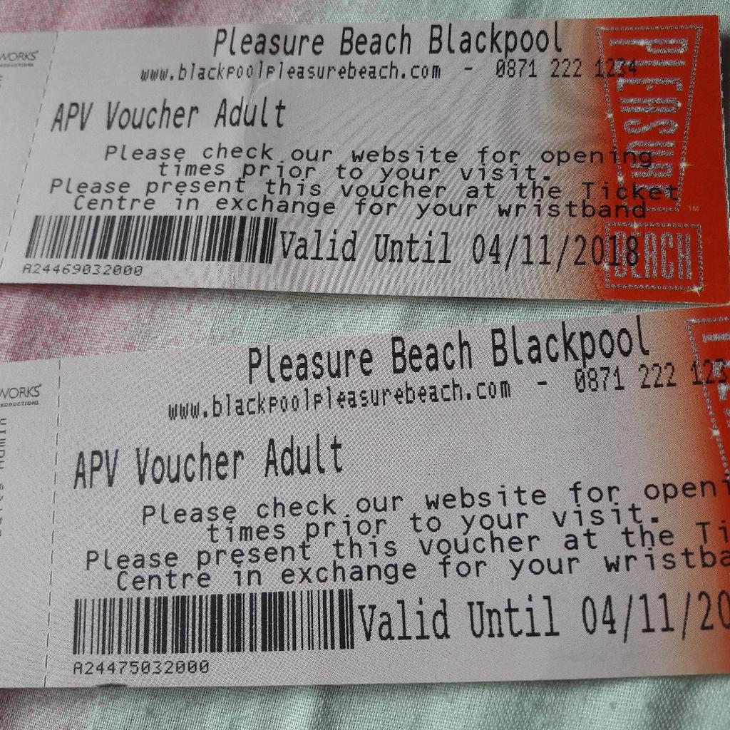 Blackpool pleasure beach tickets x2 in DY2 Dudley for £50.00 for sale